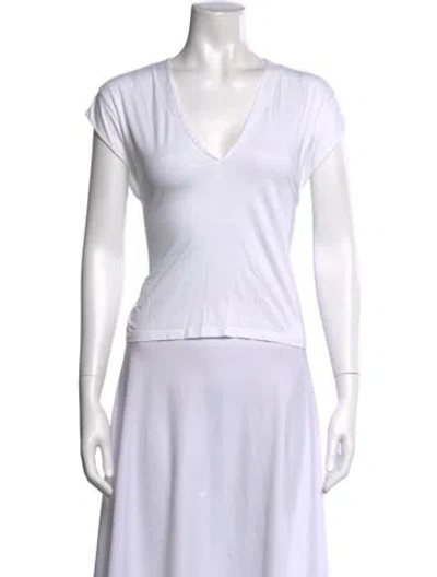 Pre-owned Frame V-neck Short Sleeve T-shirt In White