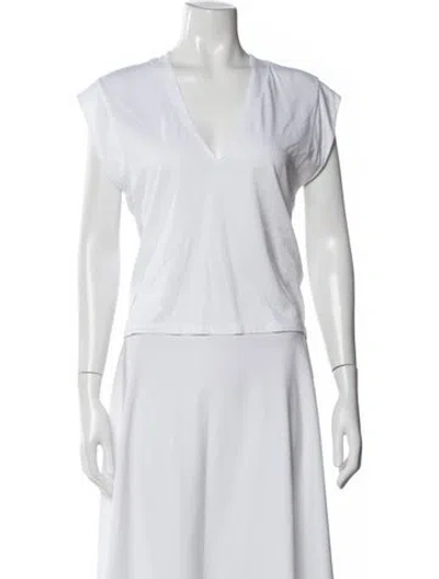 Pre-owned Frame V-neck Short Sleeve T-shirt In White