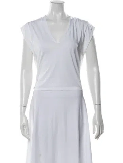 Pre-owned Frame V-neck Short Sleeve T-shirt In White