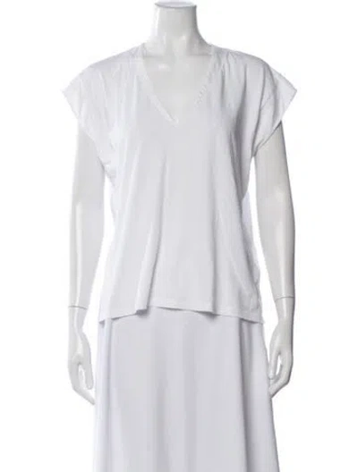 Pre-owned Frame V-neck Short Sleeve T-shirt In White