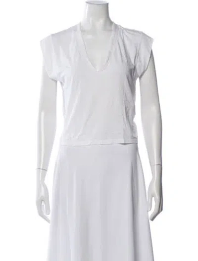 Pre-owned Frame V-neck Short Sleeve T-shirt In White