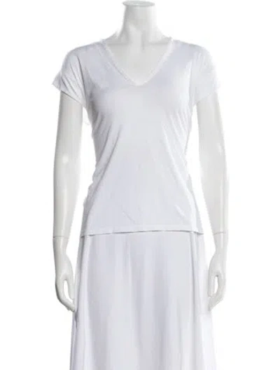 Pre-owned Frame V-neck Short Sleeve T-shirt In White