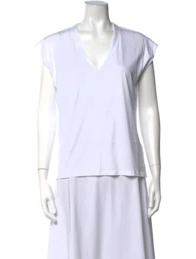 Pre-owned Frame V-neck Short Sleeve T-shirt In White