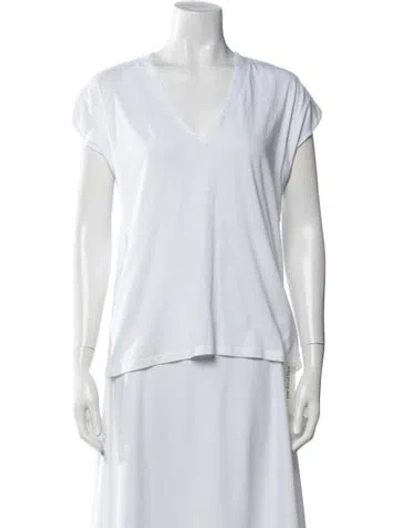 Pre-owned Frame V-neck Short Sleeve T-shirt In White