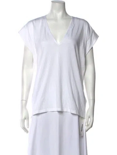 Pre-owned Frame V-neck Short Sleeve T-shirt In White