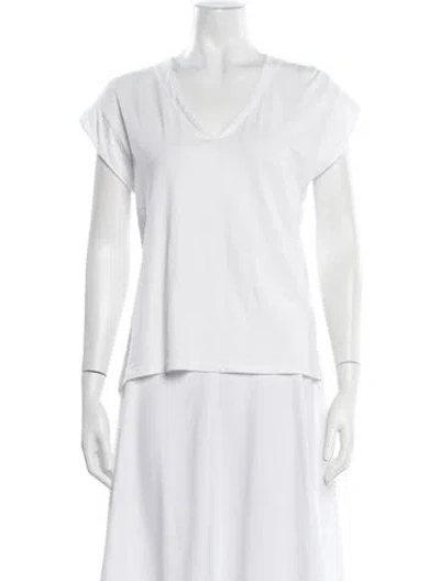 Pre-owned Frame V-neck Short Sleeve T-shirt In White