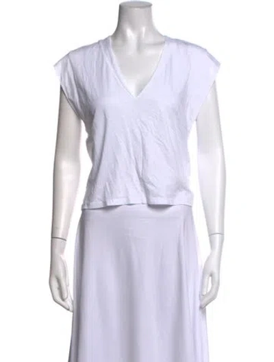 Pre-owned Frame V-neck Short Sleeve T-shirt In White