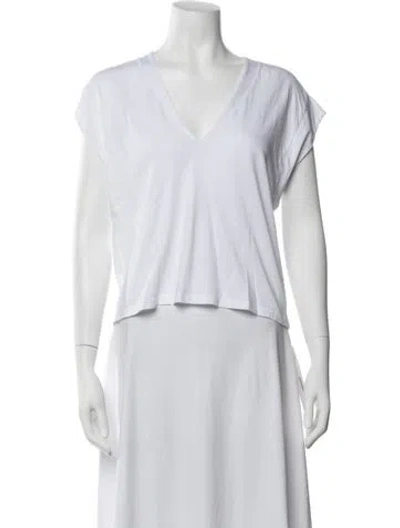Pre-owned Frame V-neck Short Sleeve T-shirt In White