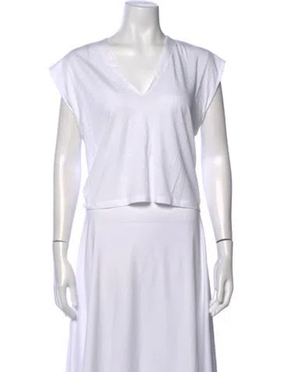Pre-owned Frame V-neck Short Sleeve T-shirt In White