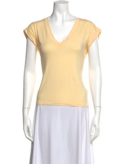 Pre-owned Frame V-neck Short Sleeve T-shirt In Yellow