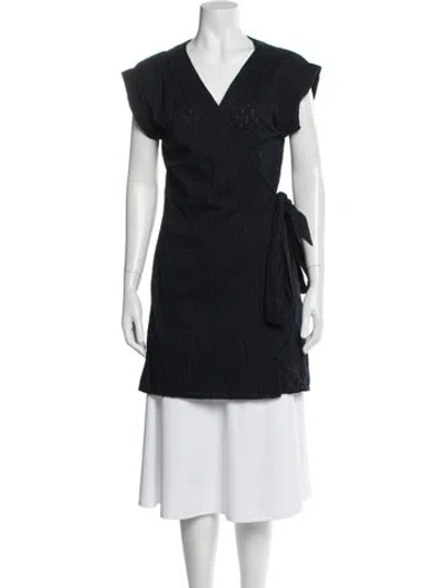 Pre-owned Frame V-neck Short Sleeve Tunic In Blue