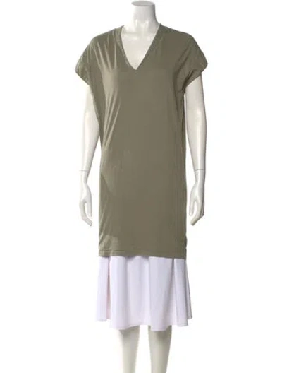 Pre-owned Frame V-neck Short Sleeve Tunic In Green