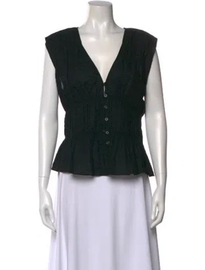Pre-owned Frame V-neck Sleeveless Blouse In Black
