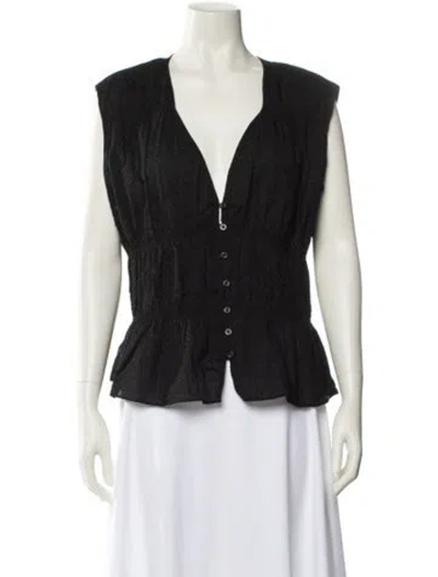 Pre-owned Frame V-neck Sleeveless Blouse In Black