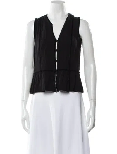 Pre-owned Frame V-neck Sleeveless Blouse In Black