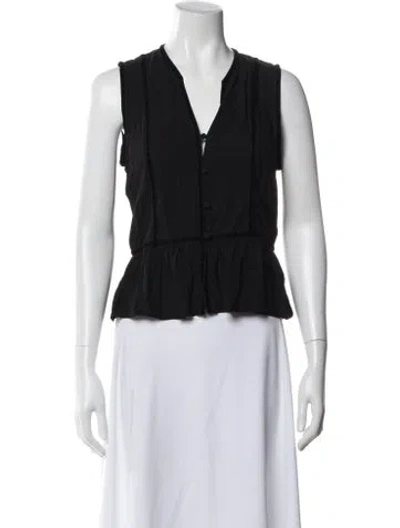 Pre-owned Frame V-neck Sleeveless Blouse In Black
