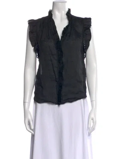 Pre-owned Frame V-neck Sleeveless Blouse In Black