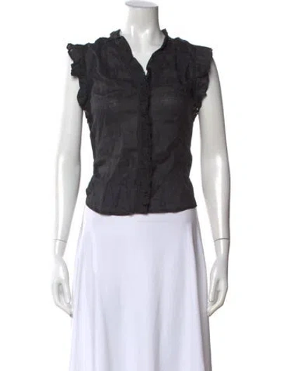 Pre-owned Frame V-neck Sleeveless Blouse In Black