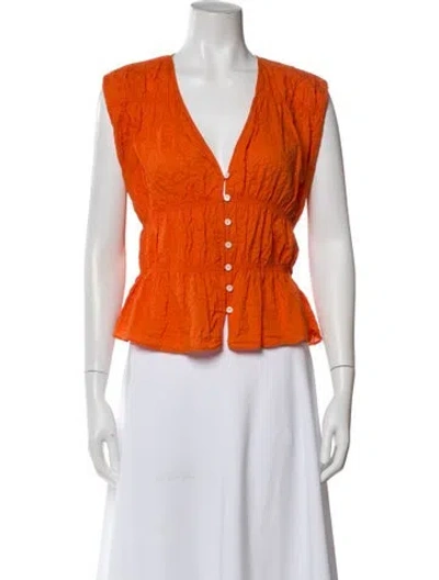 Pre-owned Frame V-neck Sleeveless Blouse In Orange