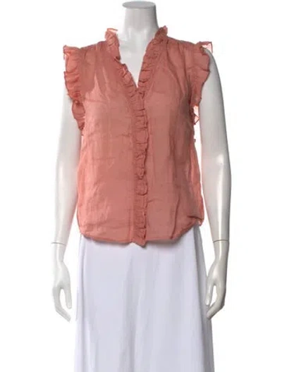 Pre-owned Frame V-neck Sleeveless Blouse In Orange