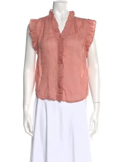 Pre-owned Frame V-neck Sleeveless Blouse In Pink