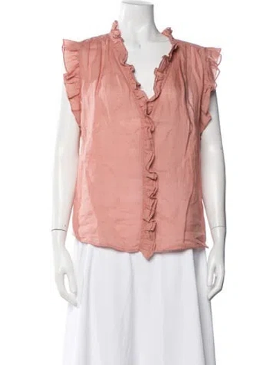 Pre-owned Frame V-neck Sleeveless Blouse In Pink