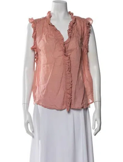 Pre-owned Frame V-neck Sleeveless Blouse In Pink