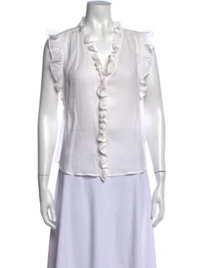 Pre-owned Frame V-neck Sleeveless Blouse In White