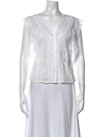 Pre-owned Frame V-neck Sleeveless Blouse In White