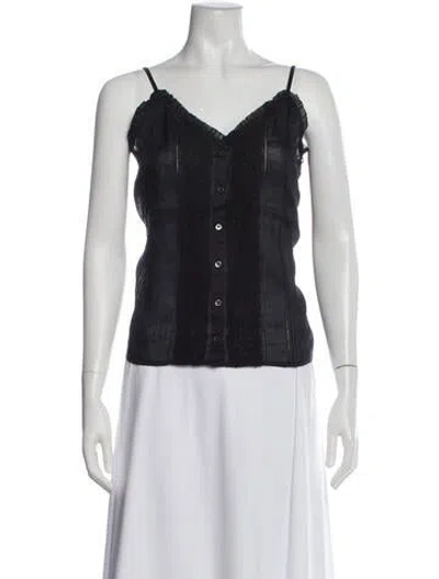 Pre-owned Frame V-neck Sleeveless Button-up Top In Black