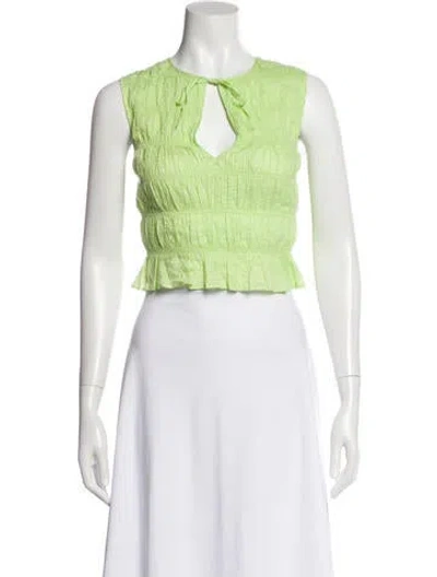 Pre-owned Frame V-neck Sleeveless Crop Top In Green