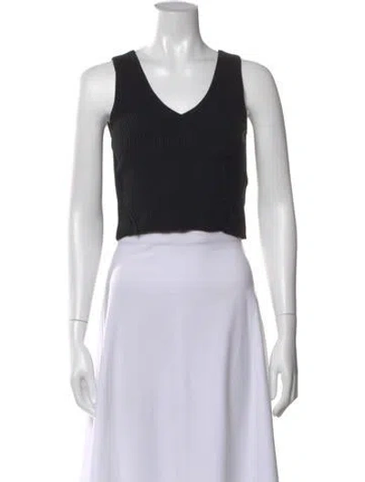 Pre-owned Frame V-neck Sleeveless Crop Top In White