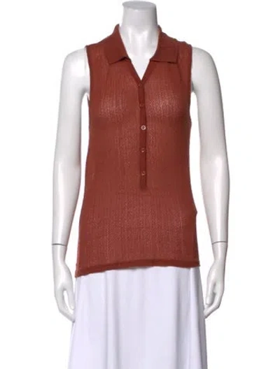 Pre-owned Frame V-neck Sleeveless Polo In Orange
