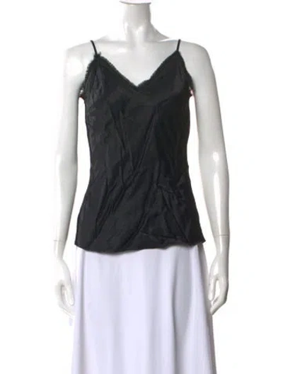 Pre-owned Frame V-neck Sleeveless Top In Black