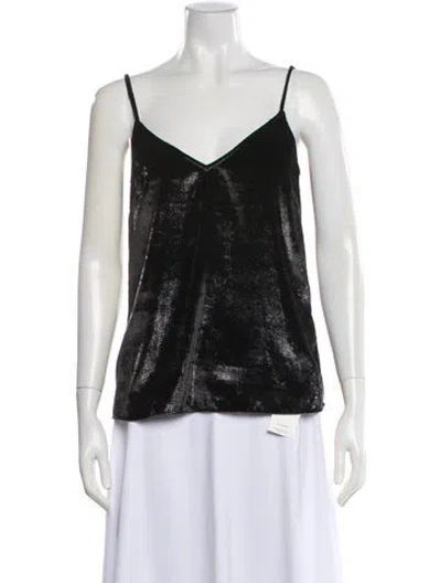 Pre-owned Frame V-neck Sleeveless Top In Black