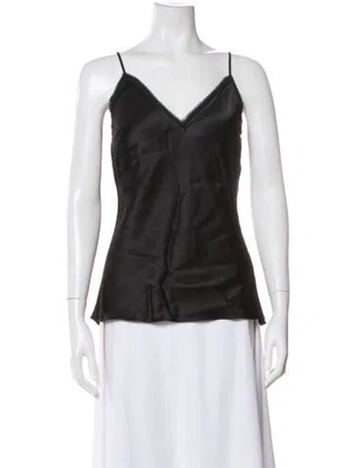 Pre-owned Frame V-neck Sleeveless Top In Black