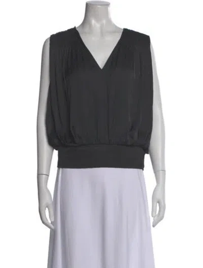 Pre-owned Frame V-neck Sleeveless Top In Black
