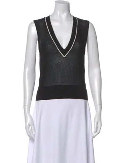 Pre-owned Frame V-neck Sleeveless Top In Black
