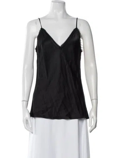 Pre-owned Frame V-neck Sleeveless Top In Black