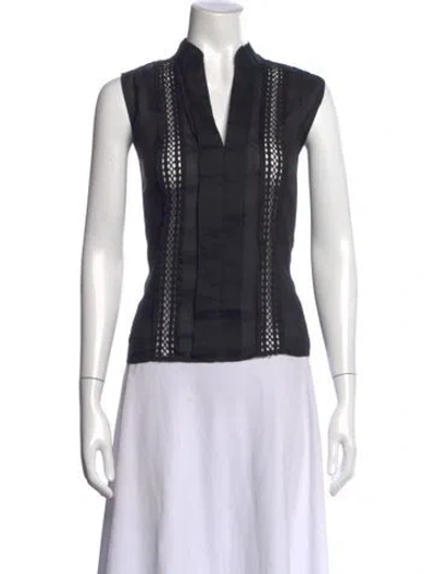 Pre-owned Frame V-neck Sleeveless Top In Black