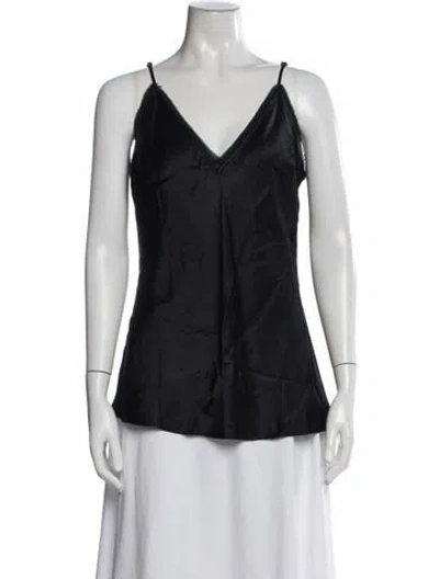 Pre-owned Frame V-neck Sleeveless Top In Black