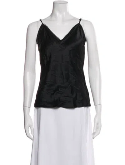 Pre-owned Frame V-neck Sleeveless Top In Black