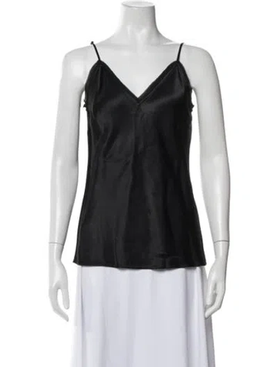Pre-owned Frame V-neck Sleeveless Top In Black