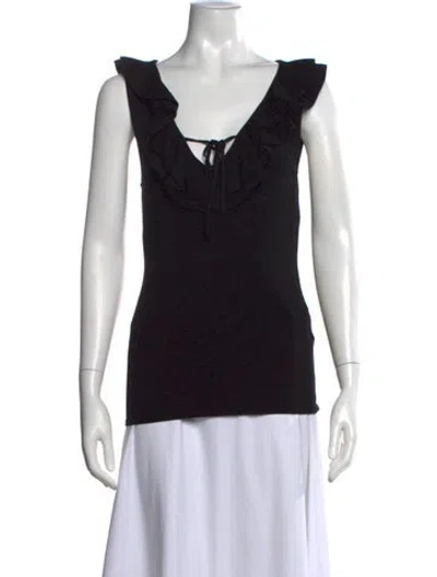 Pre-owned Frame V-neck Sleeveless Top In Black