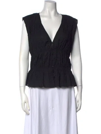 Pre-owned Frame V-neck Sleeveless Top In Black