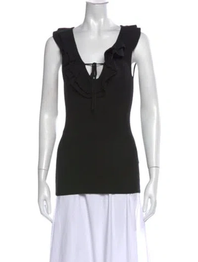 Pre-owned Frame V-neck Sleeveless Top In Black
