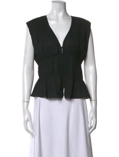 Pre-owned Frame V-neck Sleeveless Top In Black