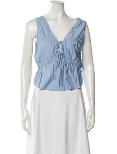 Pre-owned Frame V-neck Sleeveless Top In Blue