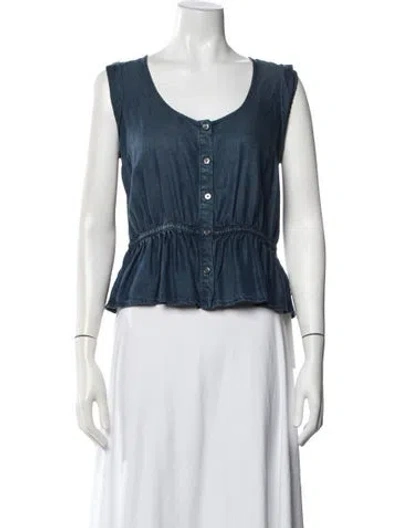 Pre-owned Frame V-neck Sleeveless Top In Blue