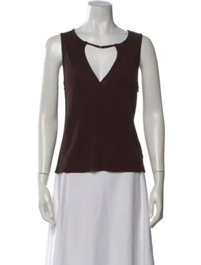 Pre-owned Frame V-neck Sleeveless Top In Brown